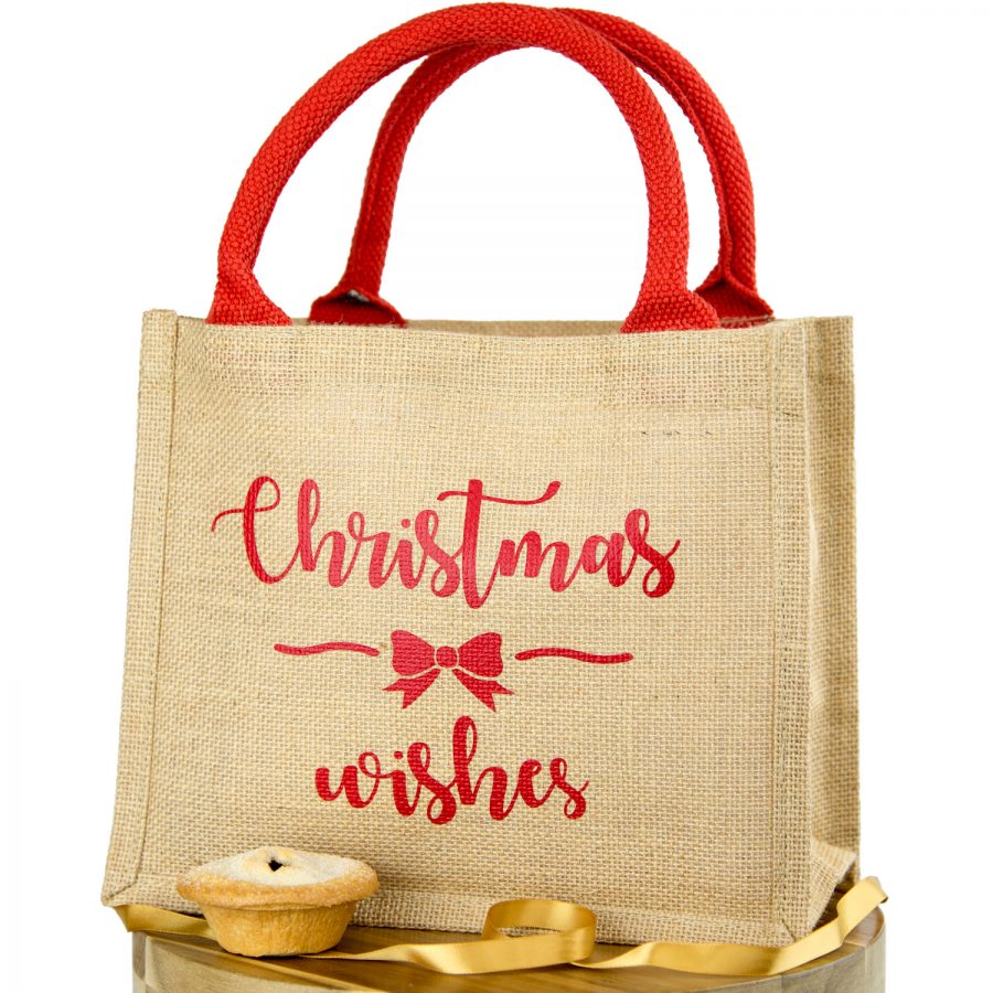Christmas Wishes jute bag  Christmas gift bag  Stickerscape  UK