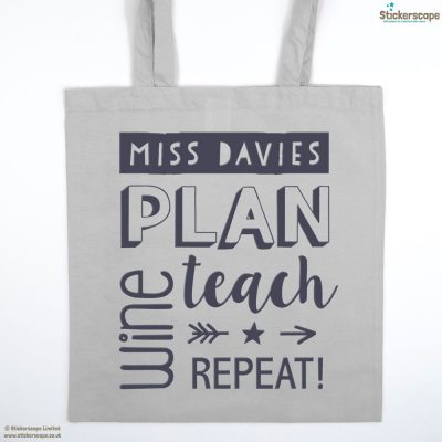 Personalised wine tote bag (Light grey bag - Anthracite text) | Personalised gifts | Stickerscape | UK