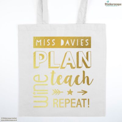 Personalised wine tote bag (White bag - Gold text) | Personalised gifts | Stickerscape | UK
