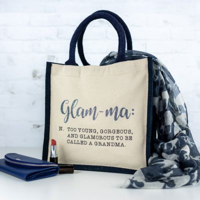 Glam-ma Canvas Bag - Navy bag, Silver glitter