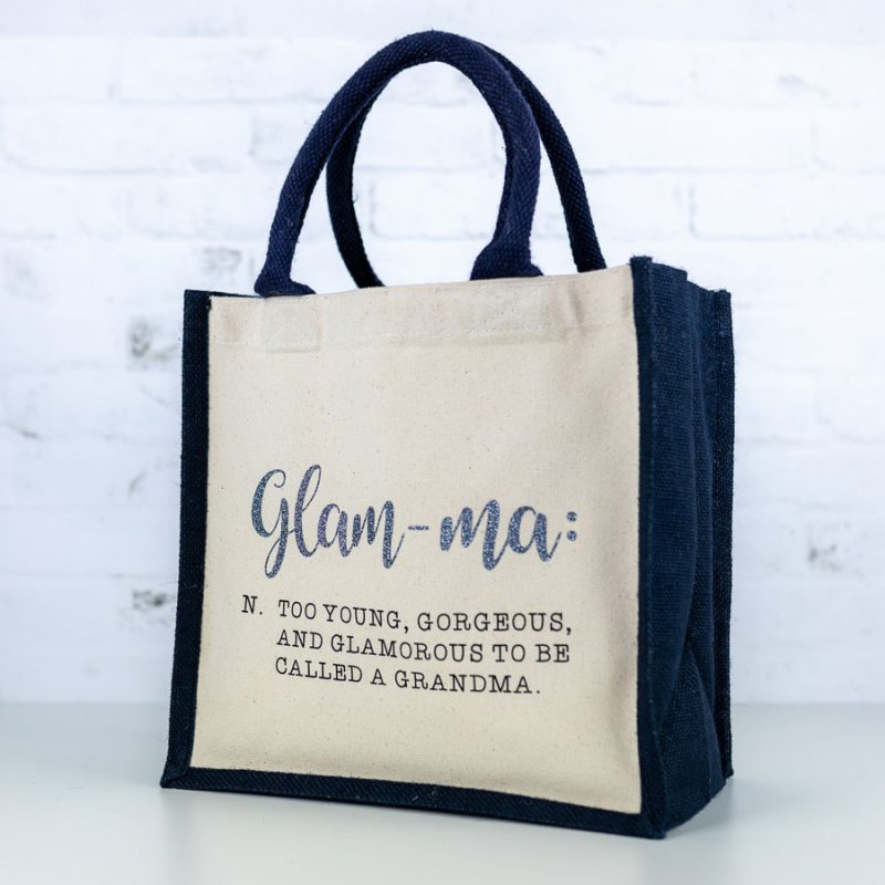 Glam-ma Canvas Bag - Navy bag, Silver glitter
