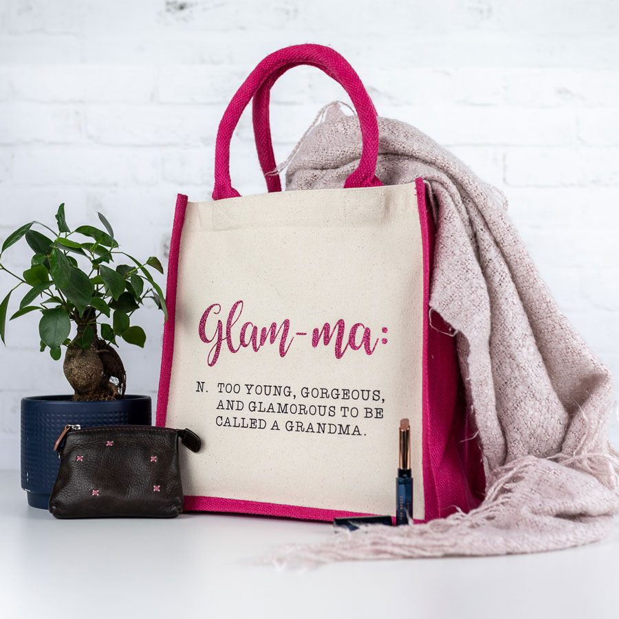 Glam-ma Canvas Bag - Pink bag, Pink glitter