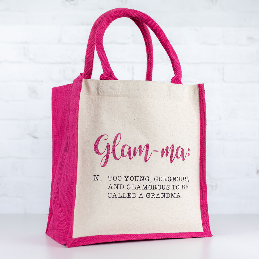 Glam-ma Canvas Bag - Pink bag, Pink glitter
