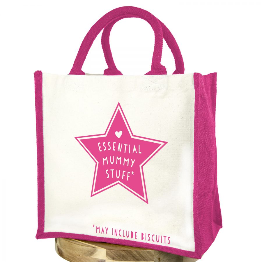 Essential mummy stuff (Pink text - Pink bag) | Gifts for mum | Stickerscape | UK