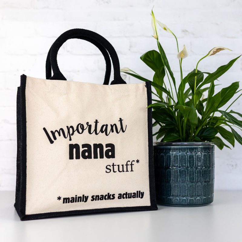 Important Nana canvas bag (Black) perfect gift for Grandma for Mothers Day or birthdays