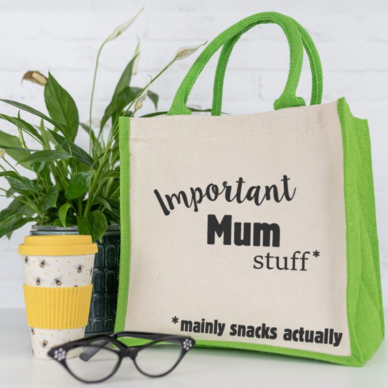 Important Mum canvas bag (Green) perfect gift for Mum for Mothers Day or birthdays