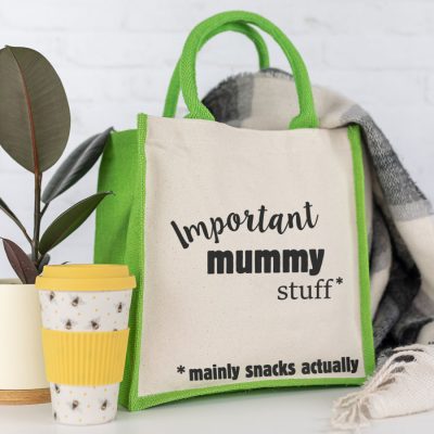 Important Mummy canvas bag (Green) perfect gift for Mum for Mothers Day or birthdays