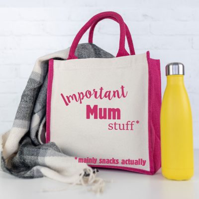 Important Mum canvas bag (Pink) perfect gift for Mum for Mothers Day or birthdays