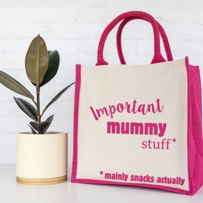 Important Mummy canvas bag (Pink) perfect gift for Mum for Mothers Day or birthdays