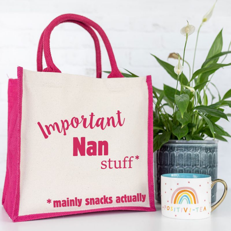 Important Nan canvas bag (Pink) perfect gift for Grandma for Mothers Day or birthdays