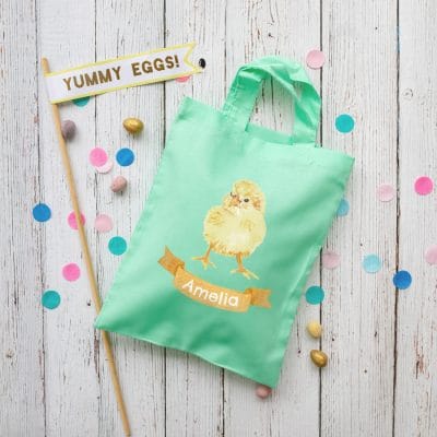 Personalised chick Easter bag (Mint bag) is the perfect way to make your child's Easter egg hunt super special this year