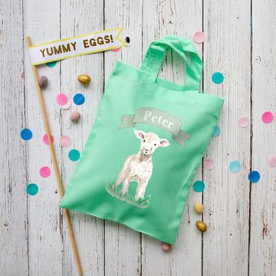 Personalised lamb Easter bag (Mint bag) is the perfect way to make your child's Easter egg hunt super special this year