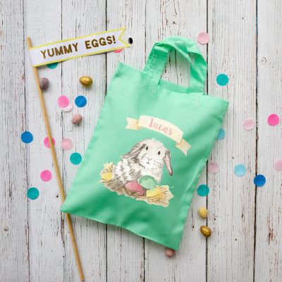 Personalised bunny Easter bag (Mint bag) is the perfect way to make your child's Easter egg hunt super special this year