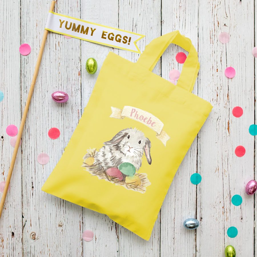 Personalised bunny Easter bag (Yellow bag) is the perfect way to make your child's Easter egg hunt super special this year