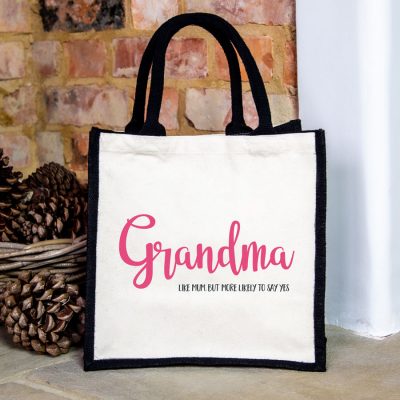 Grandma more likely to say yes canvas bag (Black bag) a perfect gift for Grandma or for Mother's Day