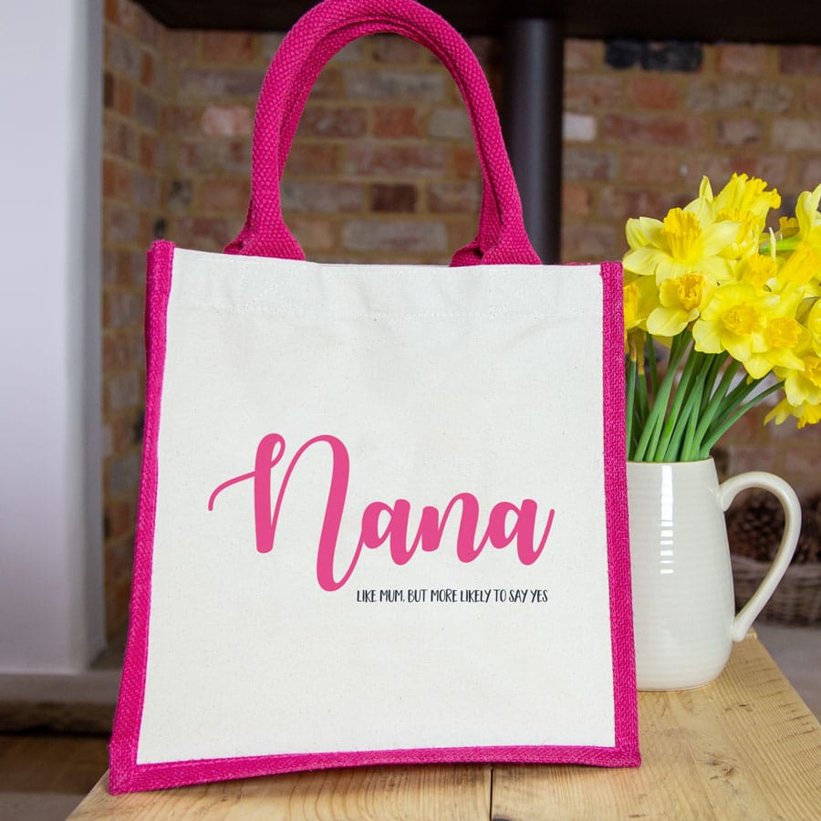 Nana more likely to say yes canvas bag (Pink bag) a perfect gift for Nana or for Mother's Day