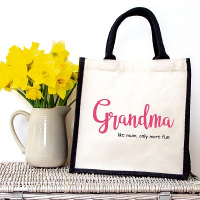 Grandma like mum only more fun canvas bag (Black bag) perfect gift for Mother's Day