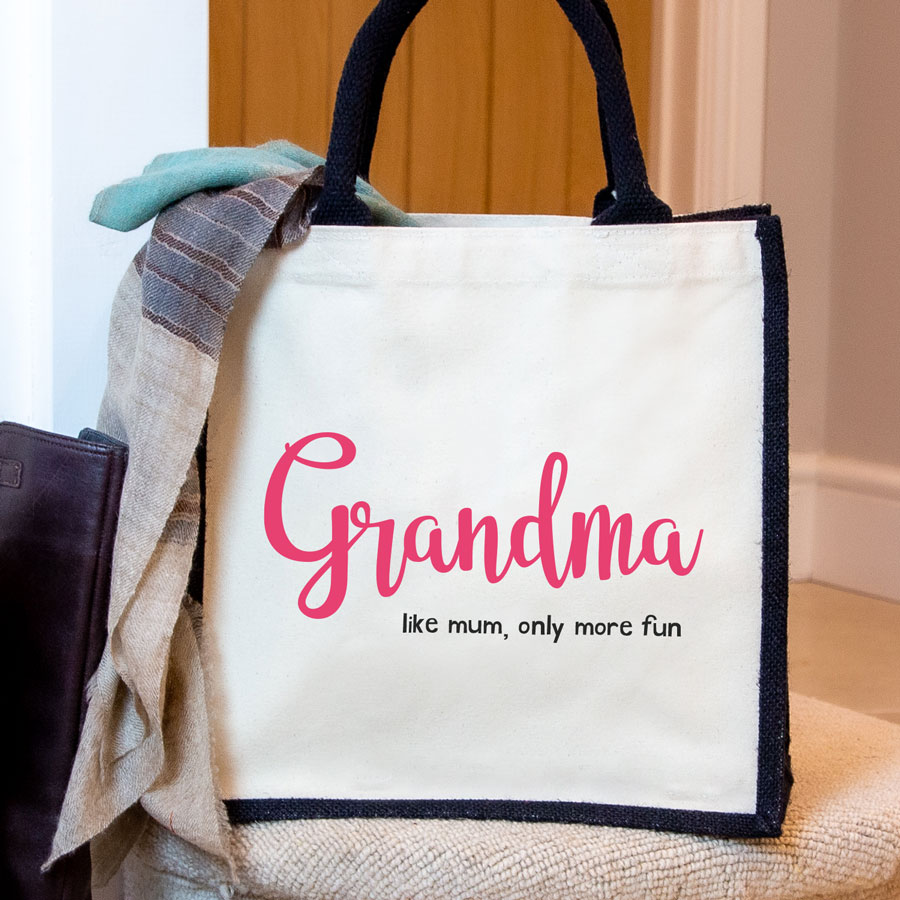 Grandma like mum only more fun canvas bag (Black bag) perfect gift for Mother's Day