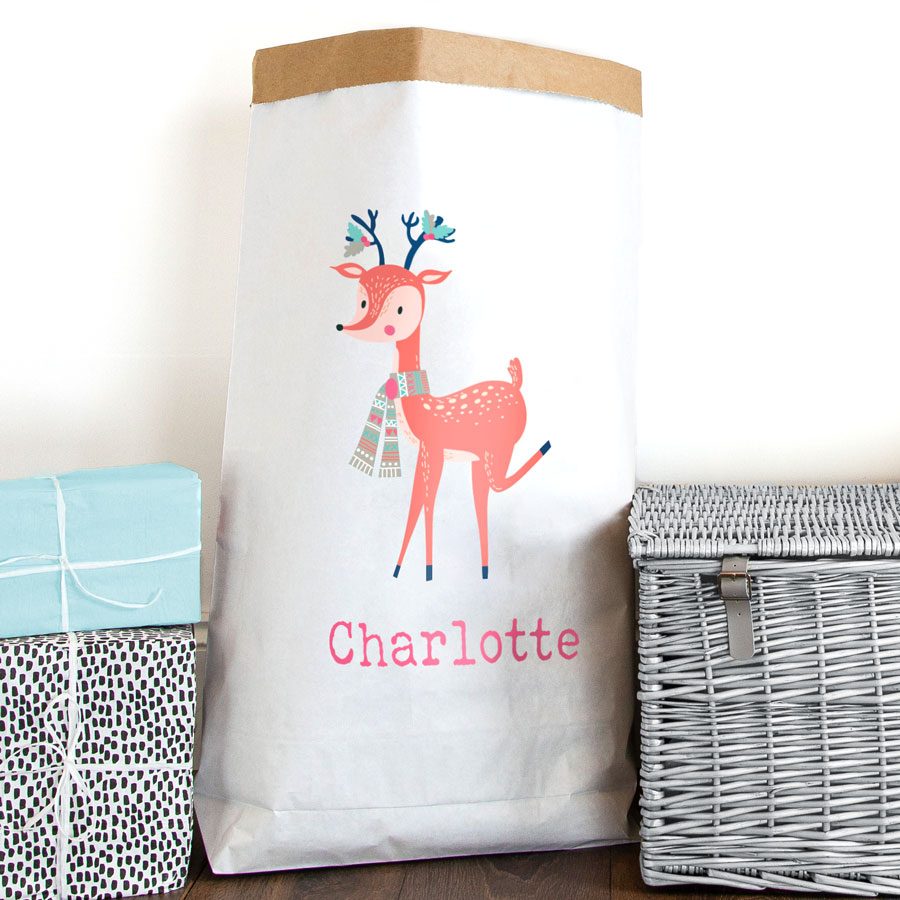 Personalised Christmas deer paper sack | Paper sacks | Stickerscape | UK