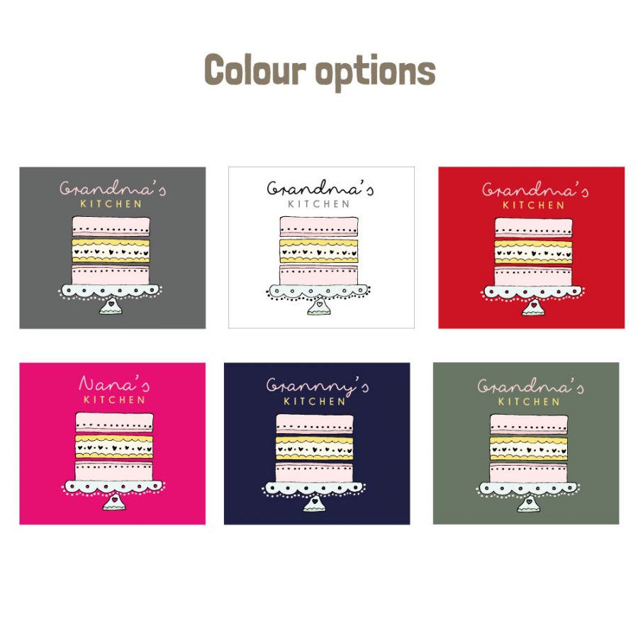 Grandma's Kitchen apron colour options