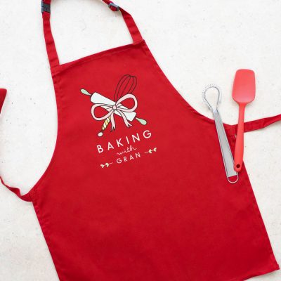 Personalised baking apron (Child - Red) perfect gift for a child who loves to help out when baking!