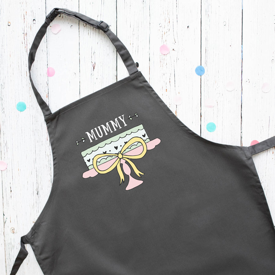 Personalised cake apron (Adult - Grey) a perfect gift for a keen baker for birthday's, Mother's Day or even Christmas