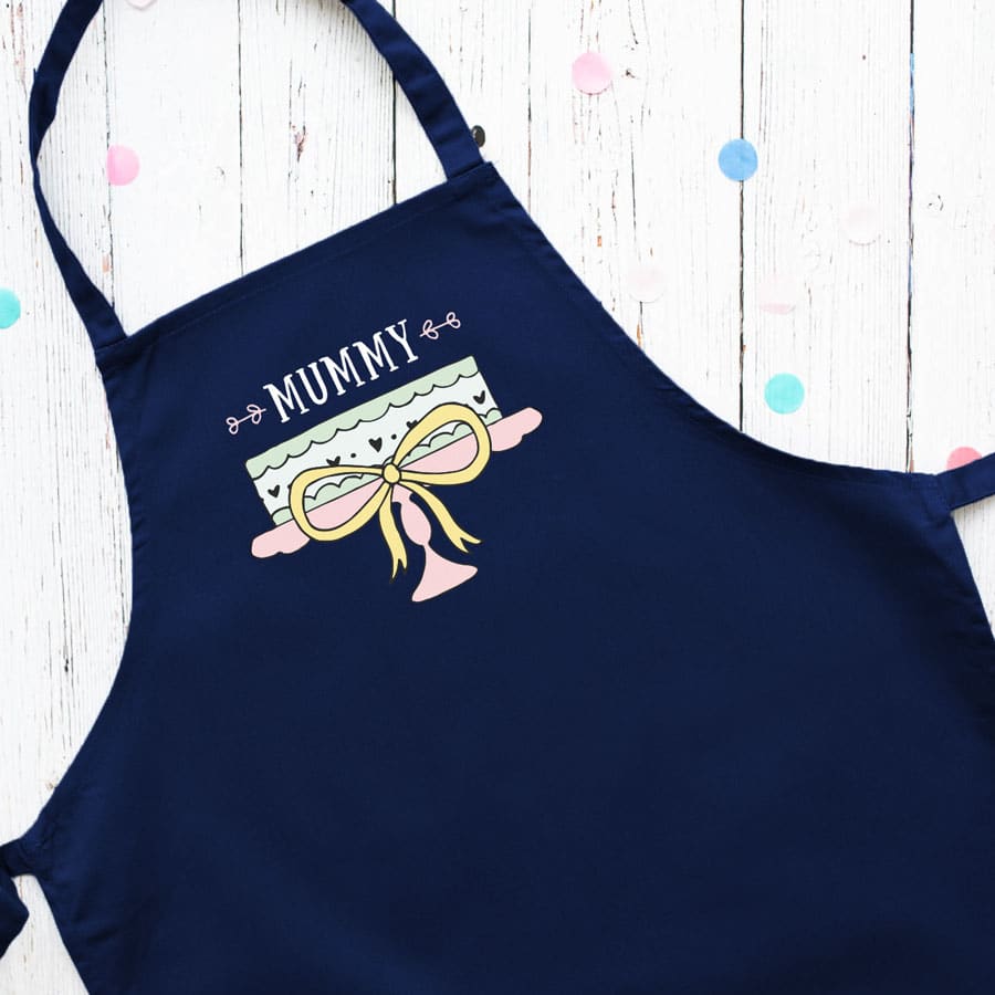 Personalised cake apron (Adult - Navy) a perfect gift for a keen baker for birthday's, Mother's Day or even Christmas