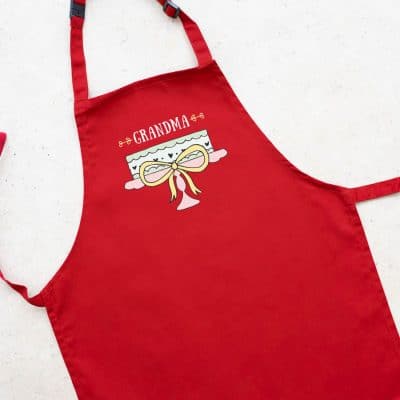 Personalised cake apron (Adult - Red) a perfect gift for a keen baker for birthday's, Mother's Day or even Christmas