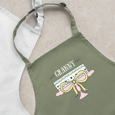 Personalised cake apron (Adult - Sage) a perfect gift for a keen baker for birthday's, Mother's Day or even Christmas