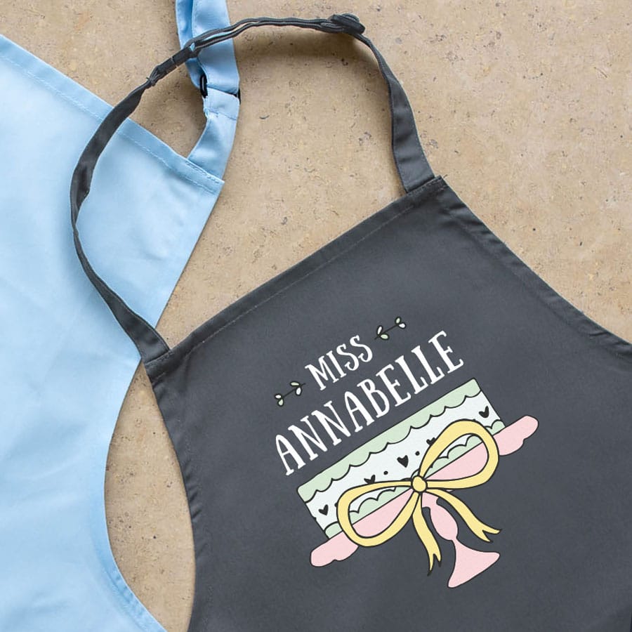Personalised cake apron (Child - Grey) perfect gift for a child who loves to help out when baking!