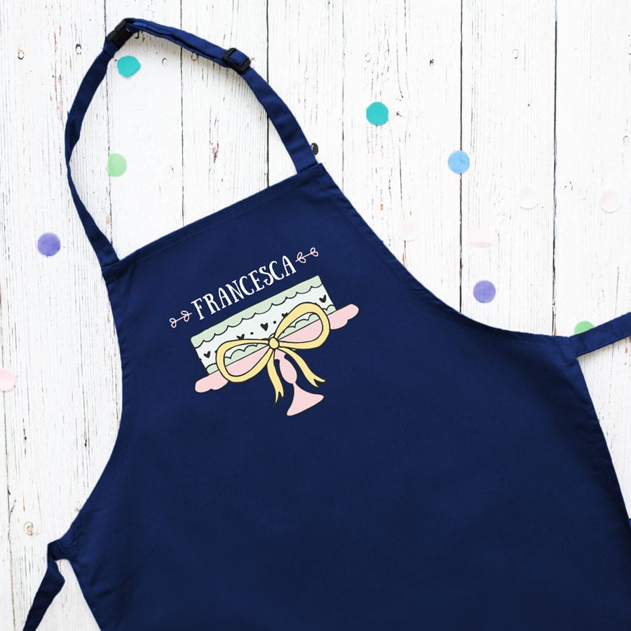 Personalised cake apron (Child - Navy) perfect gift for a child who loves to help out when baking!