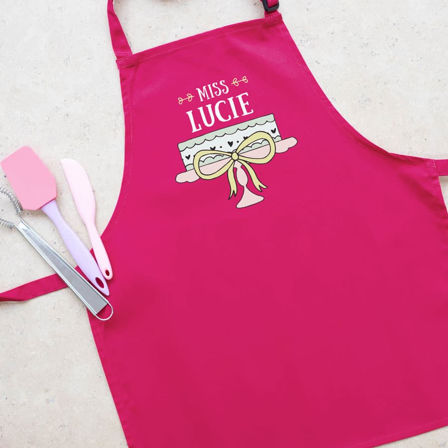 Personalised cake apron (Child - Pink) perfect gift for a child who loves to help out when baking!