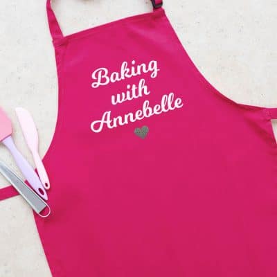 Personalised baking with apron (Adult) with heart (Pink) is a perfect gift for a baker who loves baking with their children