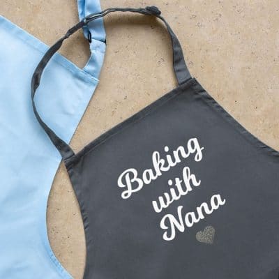 Personalised baking with apron (Child) with heart (Grey) a perfect gift for children who love to help you bake!
