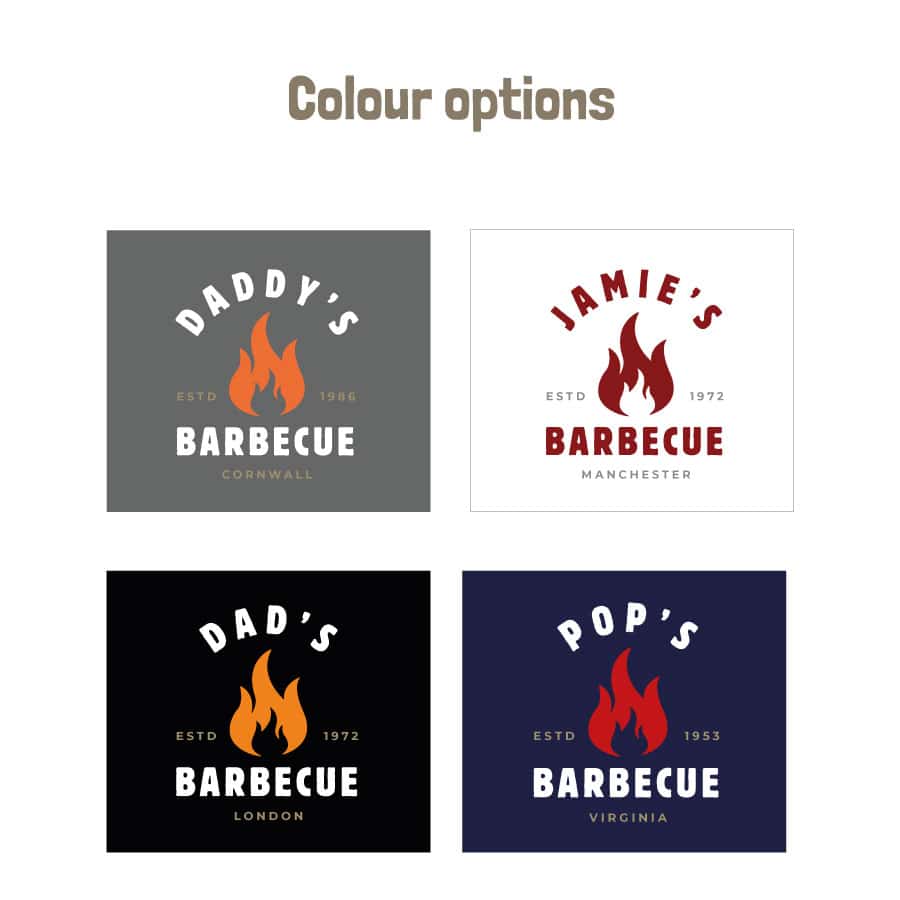 Personalised barbecue flame apron (Adult) (colour options)