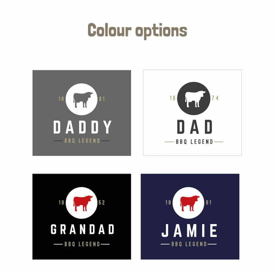 Personalised barbecue legend apron (Adult) colour options