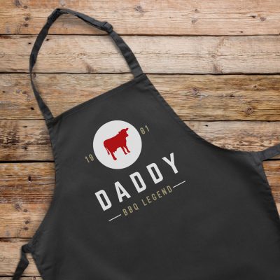 Personalised barbecue legend apron (Adult) in black is a perfect gift for a brother, father or Grandad on their birthday or as a gift for father's day