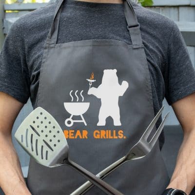 Bear Grills apron (Adult - Grey) perfect gift for dads and available in 5 different colour options