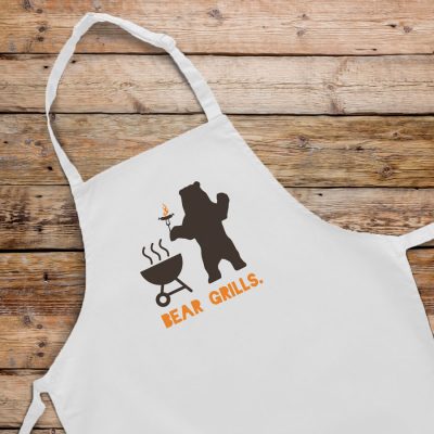 Bear Grills apron (Adult - White) perfect gift for dads and available in 5 different colour options