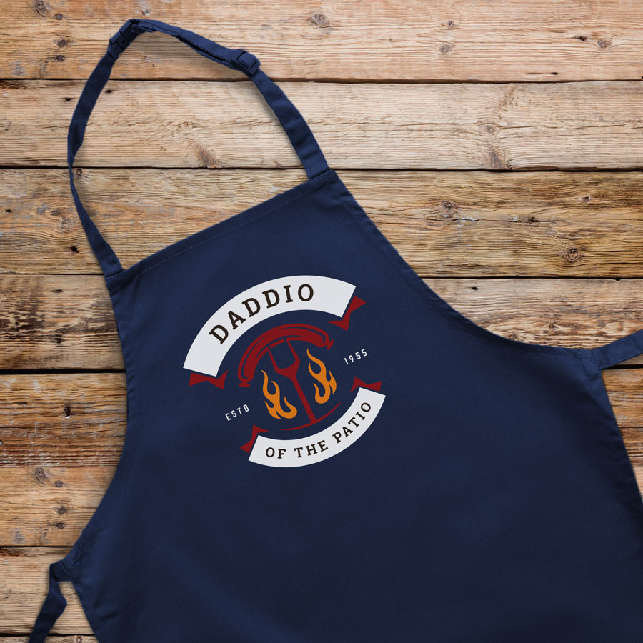 Daddio of the patio apron (Adult - Navy) perfect gift for dads and available in 5 different colour options