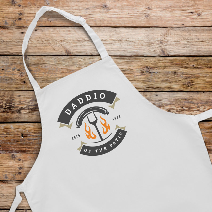 Daddio of the patio apron (Adult - White) perfect gift for dads and available in 5 different colour options