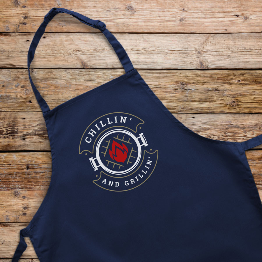 Chillin' and grillin' apron (Adult - Navy) perfect gift for dads and available in 5 different colour options
