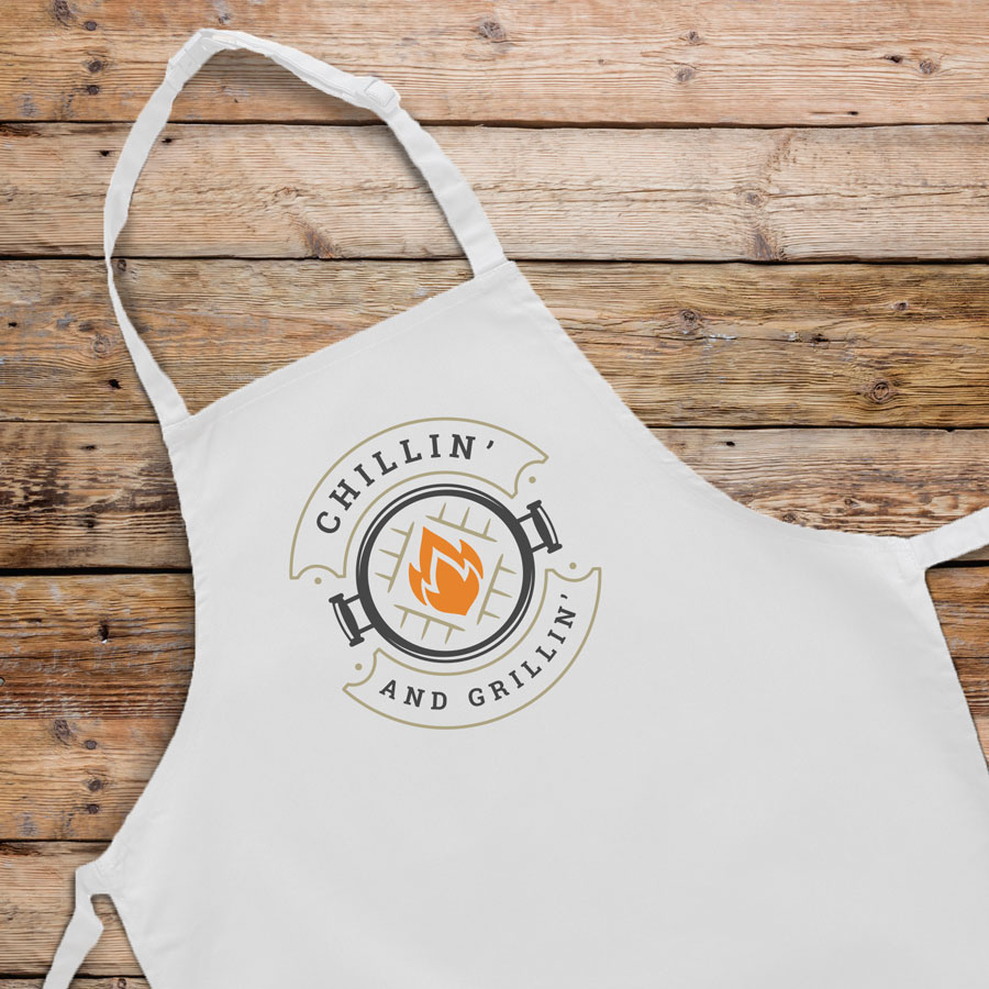 Chillin' and grillin' apron (Adult - White) perfect gift for dads and available in 5 different colour options