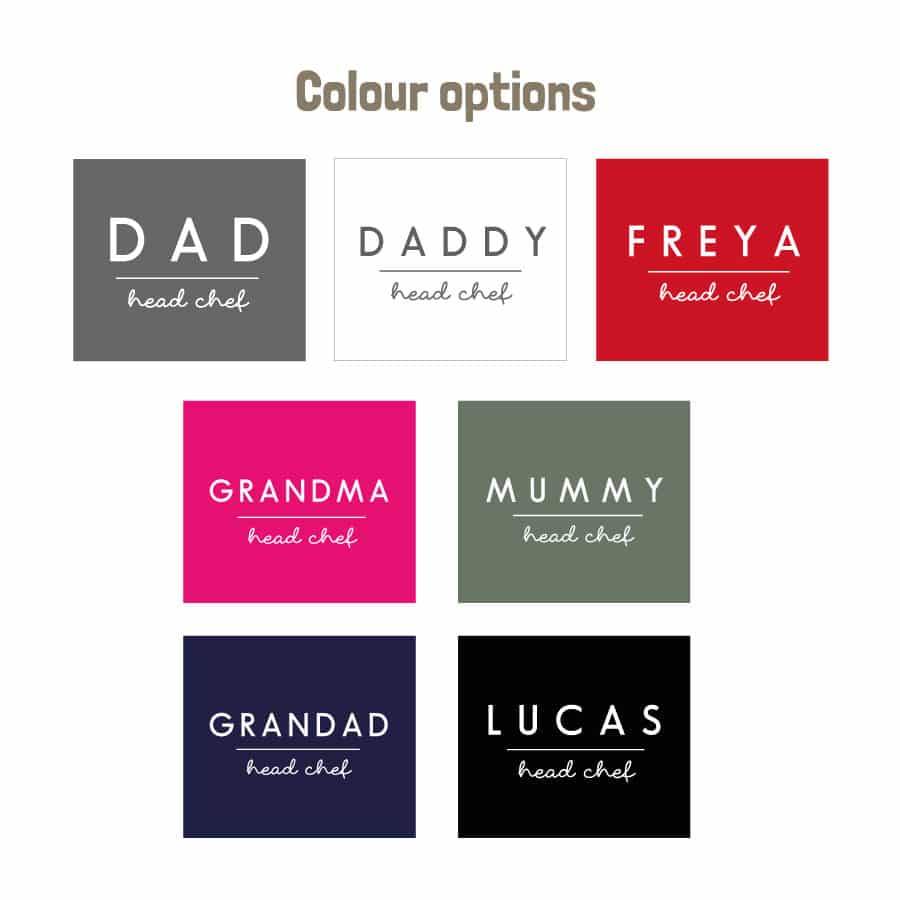 Personalised head chef apron (Colour options)