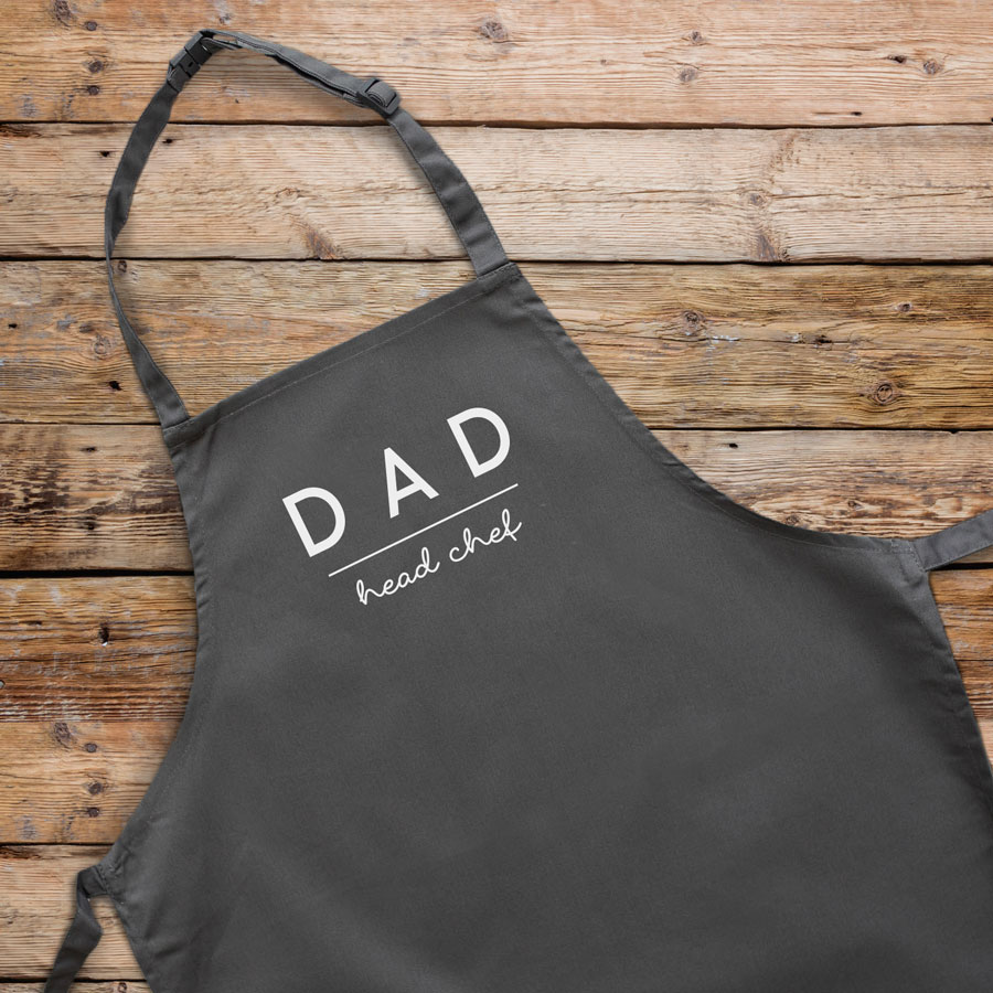 Personalised head chef apron (Grey) perfect gift for father's day, mother's day or birthdays