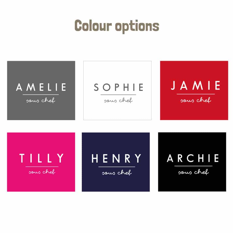 Personalised sous chef apron (colour options)