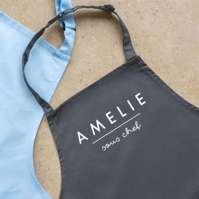 personalised sous chef apron (Grey) perfect gift for a child who loves to help with baking and cooking