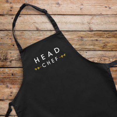 Head chef apron (Black) perfect gift for father's day, mother's day or birthdays