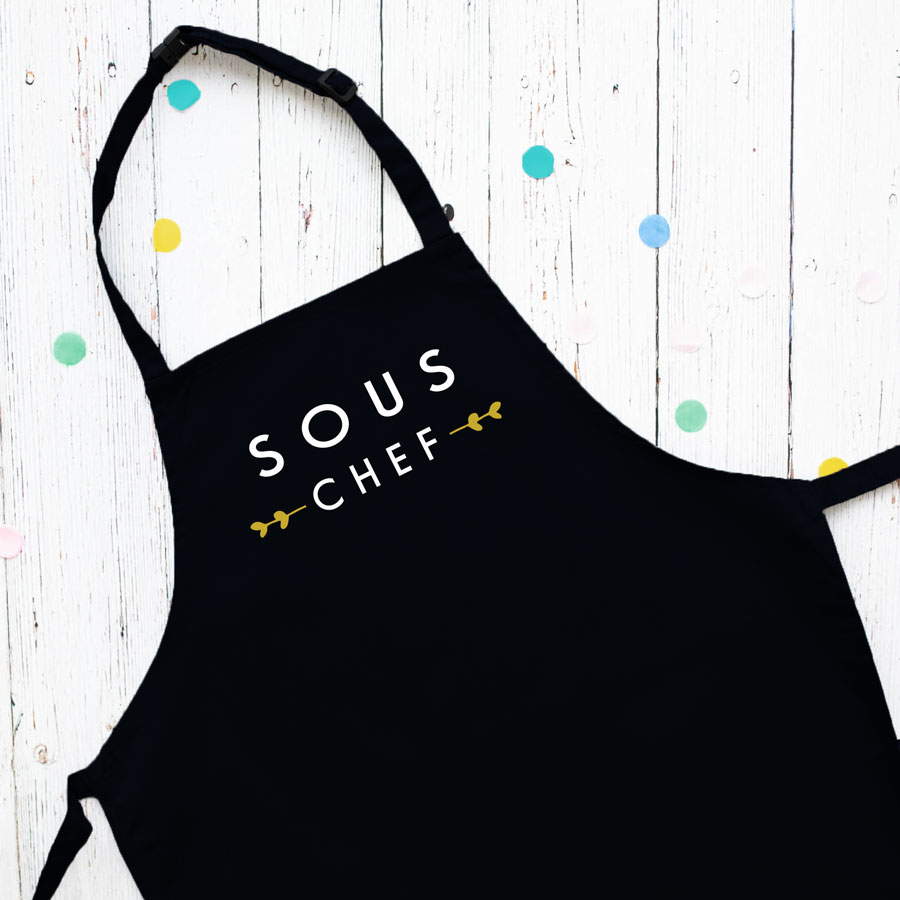 Sous chef apron (Black) perfect gift for a child who loves to help with baking and cooking