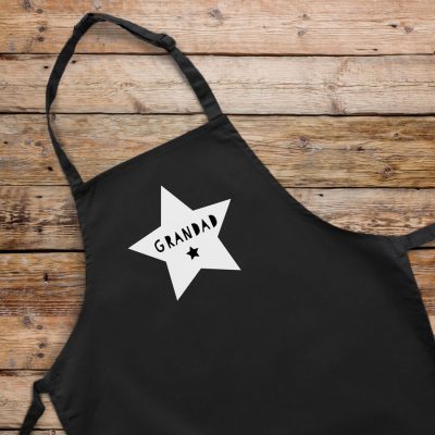 Personalised star apron (Black) perfect gift for father's day, mother's day or birthdays